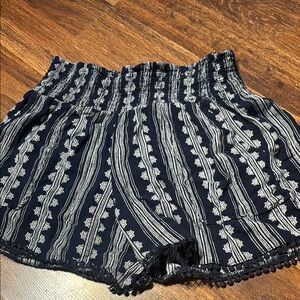 Three Dots High Waist Blue and White Striped Shorts
